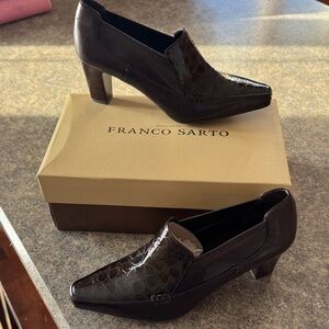 Franco Sarto Dark Brown Heeled Loafers